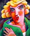 vrouw groene bloes. lekker dik in de verf--Noy-16-05-09